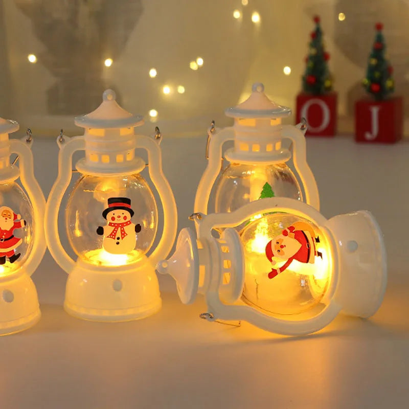LED Christmas Lantern – Battery Santa, Snowman & Tree Night Light Decoration