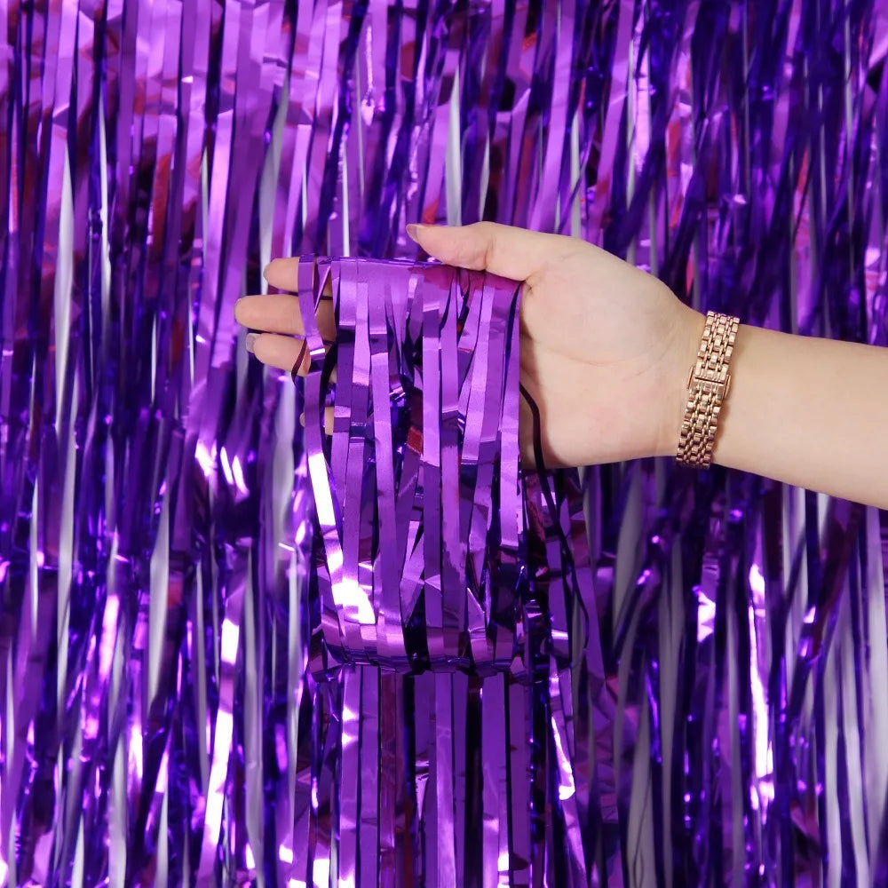 Metallic Foil Fringe Curtain – 1 x 2 m Tinsel Party Backdrop