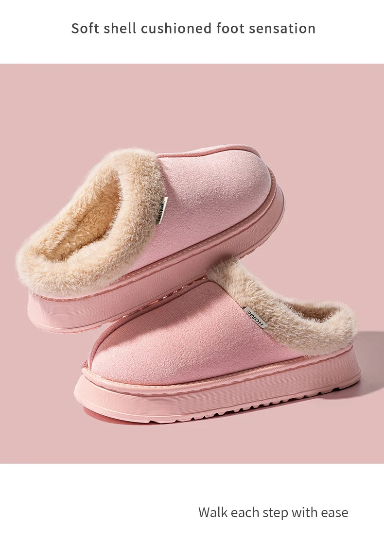 Fluffy Platform Slippers – Thick-Sole Warm Winter Slippers