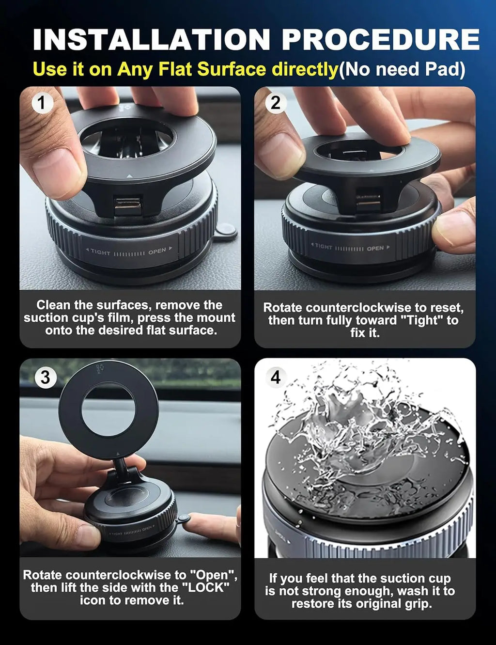Magnetic Car Phone Holder – Suction Cup 360° Dashboard & Windscreen Mount
