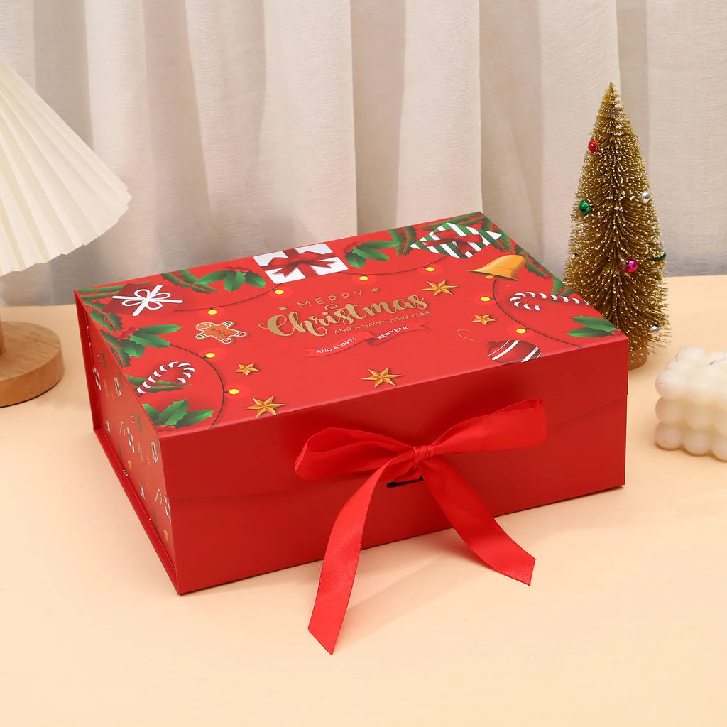 Luxury Christmas Gift Box with Magnetic Lid & Ribbon Bow – Large Festive Presentation Box