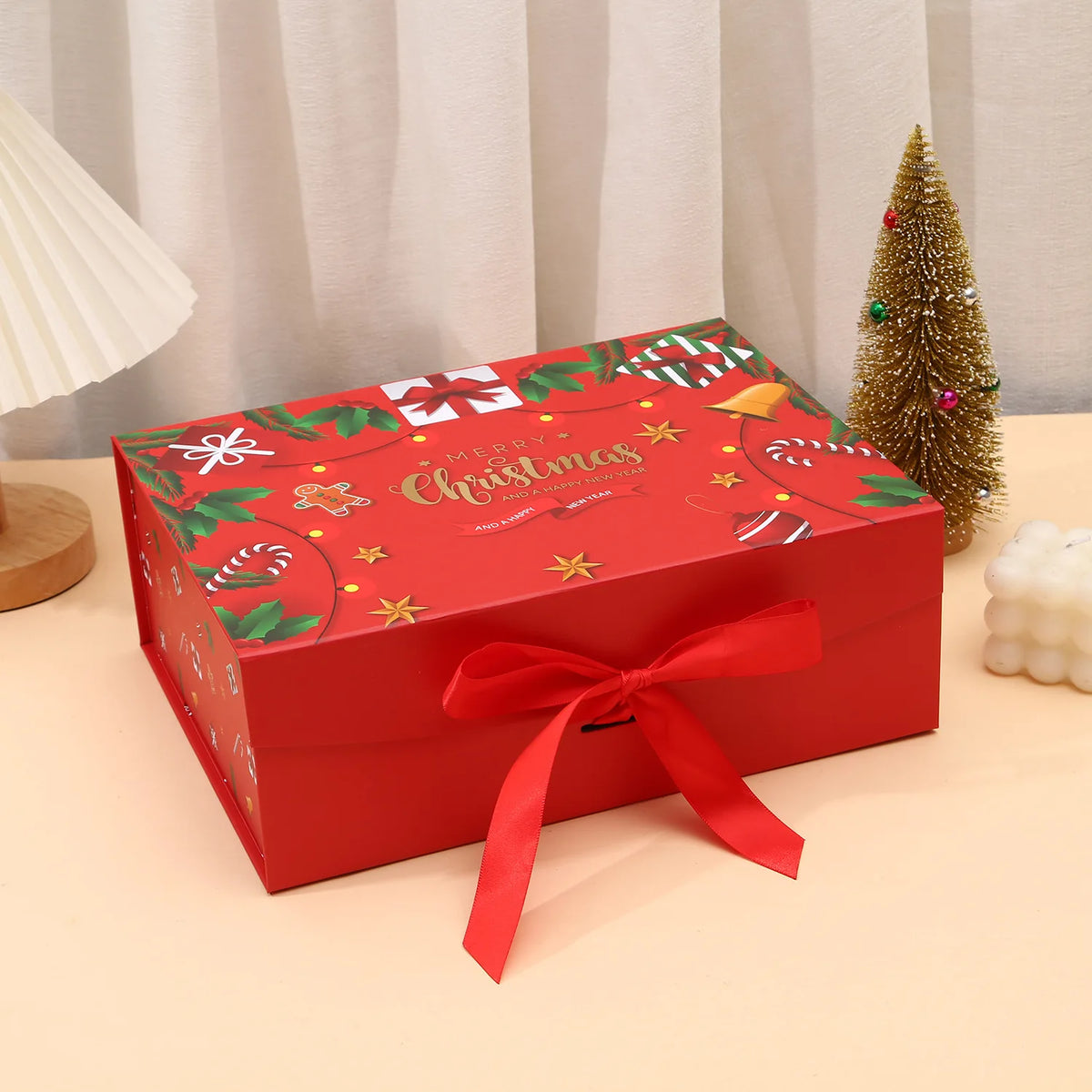 Luxury Christmas Gift Box with Magnetic Lid & Ribbon Bow – Large Festive Presentation Box