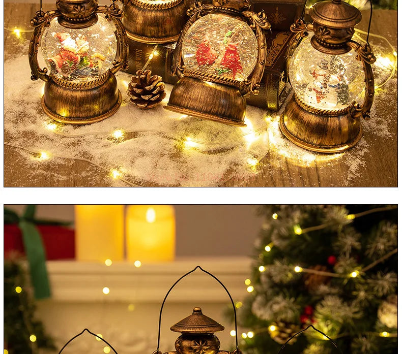 Christmas Snow Globe Lantern Music Box – Light-Up Musical Christmas Lantern, Festive Gift