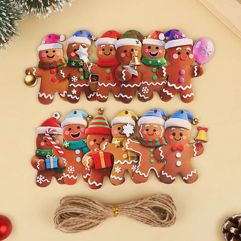 Wooden Gingerbread Man Ornaments – Christmas Tree Decorations (12 or 24 Pack)