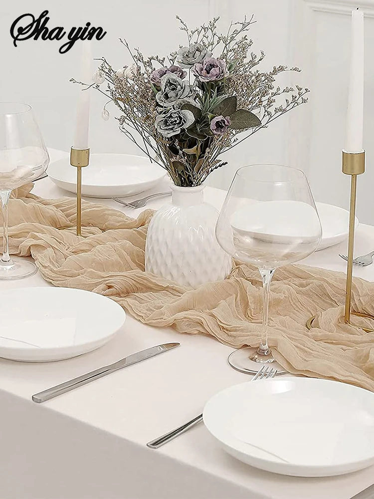 Cheesecloth Table Runner – Semi-Sheer Gauze Runner for Christmas & Weddings