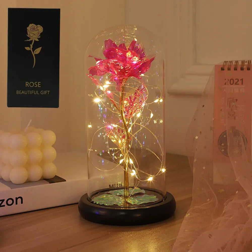 LED Galaxy Rose in Glass Dome – Light-Up Eternal Rose Gift