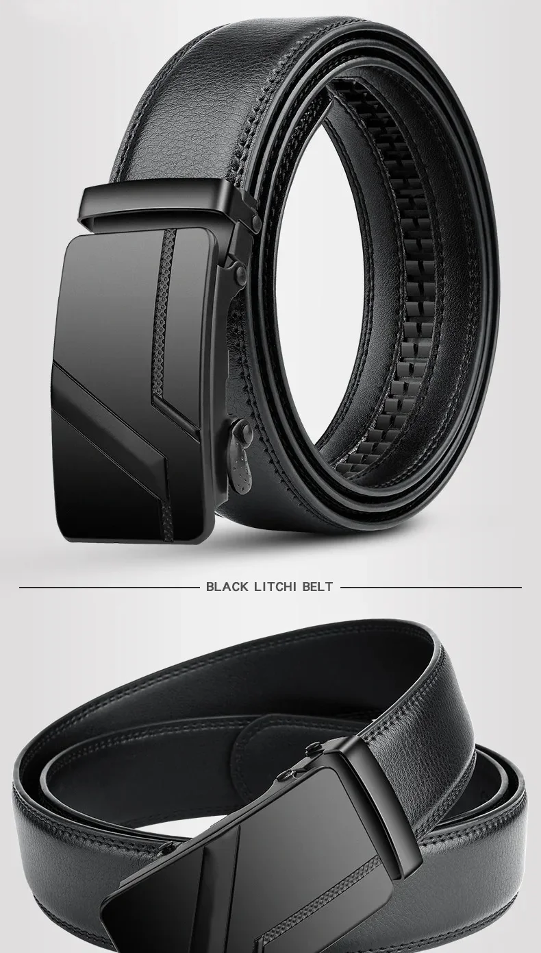 Men's Black Automatic Buckle Belt – 110, 120 or 130cm