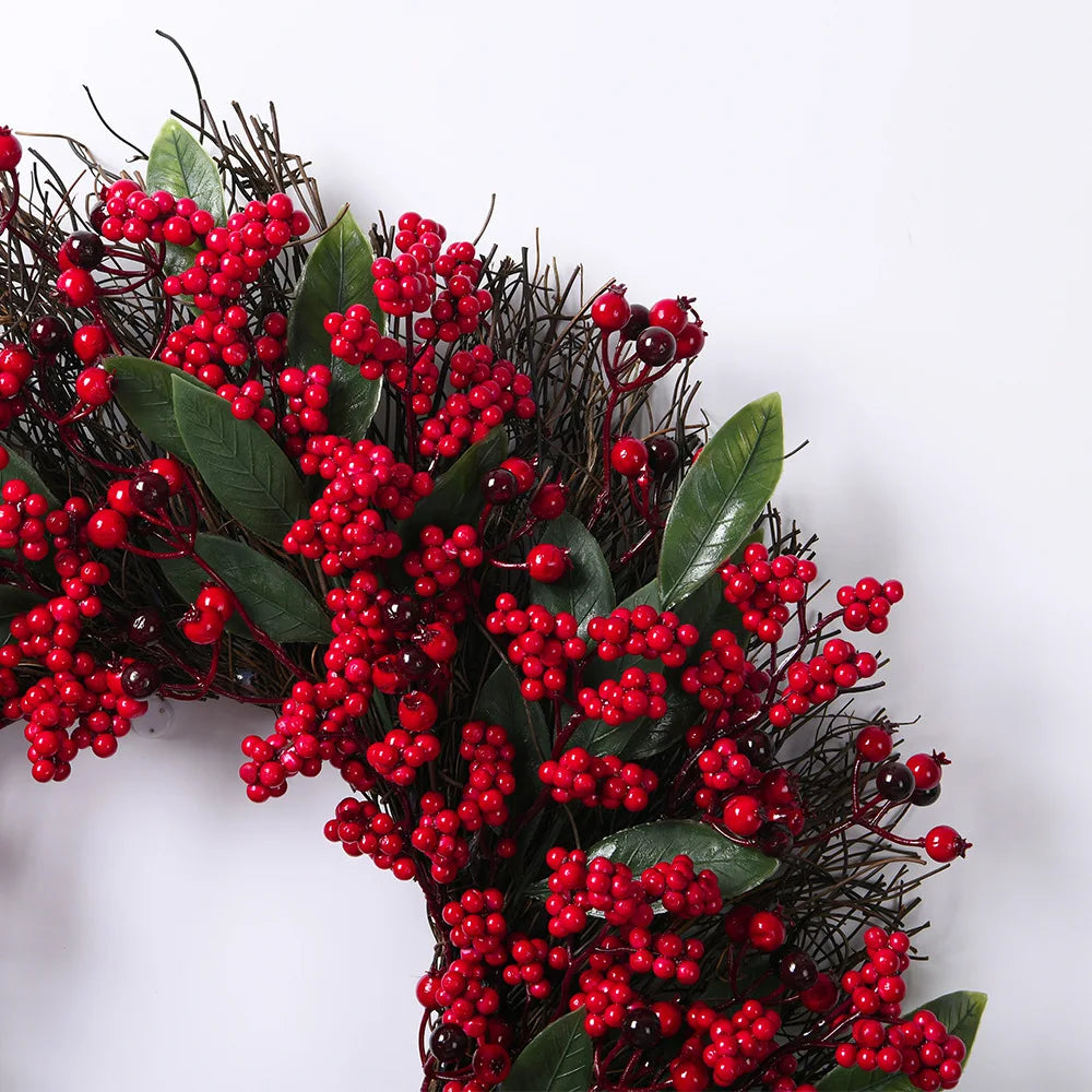 Handmade Christmas Wreath for Front Door – Red Berry, Cypress & Eucalyptus 45 cm