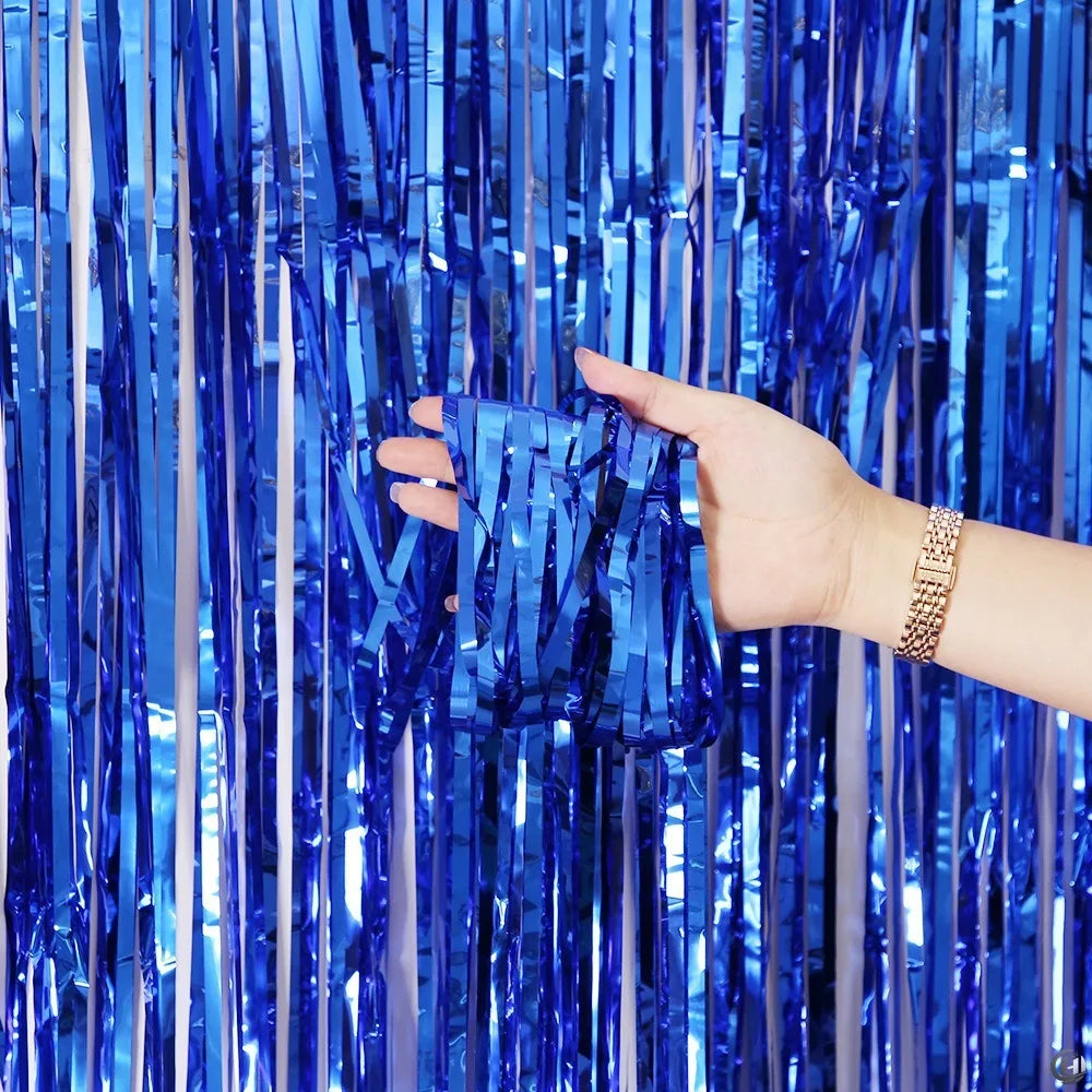 Metallic Foil Fringe Curtain – 1 x 2 m Tinsel Party Backdrop