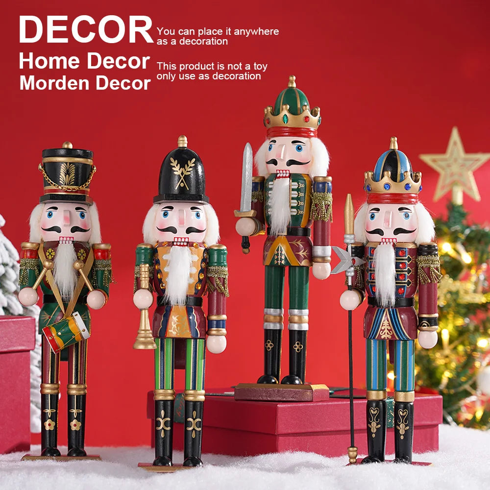 30 cm Wooden Nutcracker Soldier – Traditional Christmas Figure Decoration