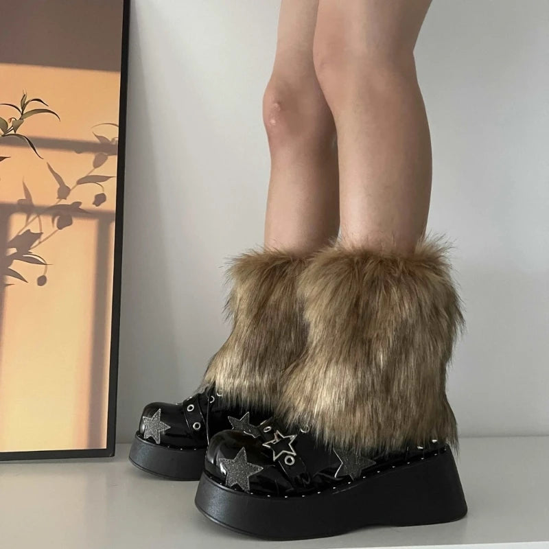 Faux Fur Leg Warmers – Fluffy Boot Covers (15 to 40 cm)