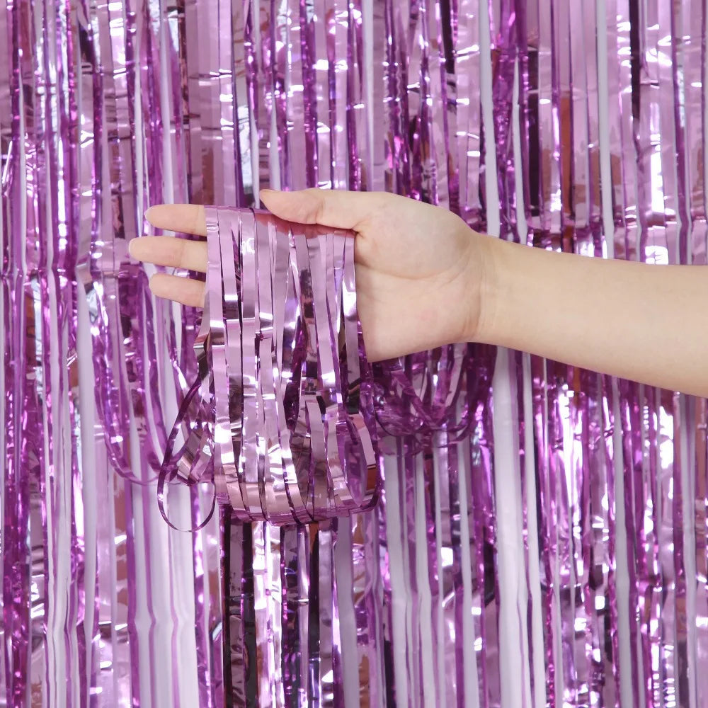 Metallic Foil Fringe Curtain – 1 x 2 m Tinsel Party Backdrop