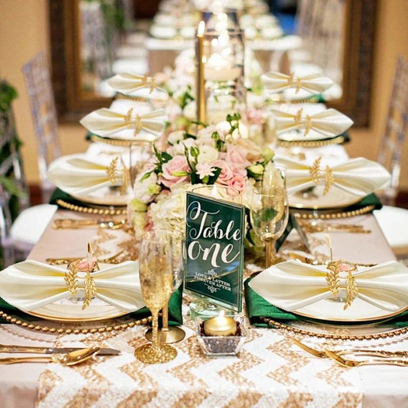 Gold Leaf Napkin Rings – Metal Napkin Holders for Christmas Table (1, 6 or 12)