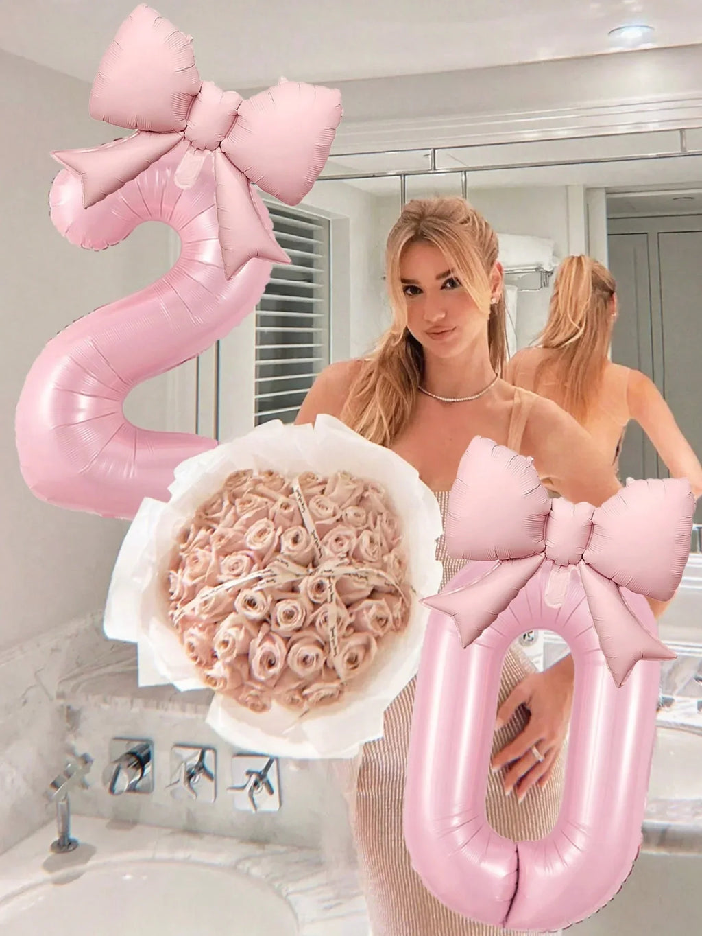 Pink foil number balloons 0 to 9