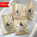 Christmas Kraft Paper Gift Bags – 25 Pack Christmas Tree Treat Bags, 13 x 18 cm