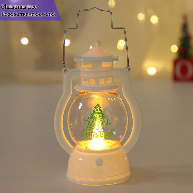LED Christmas Lantern – Battery Santa, Snowman & Tree Night Light Decoration