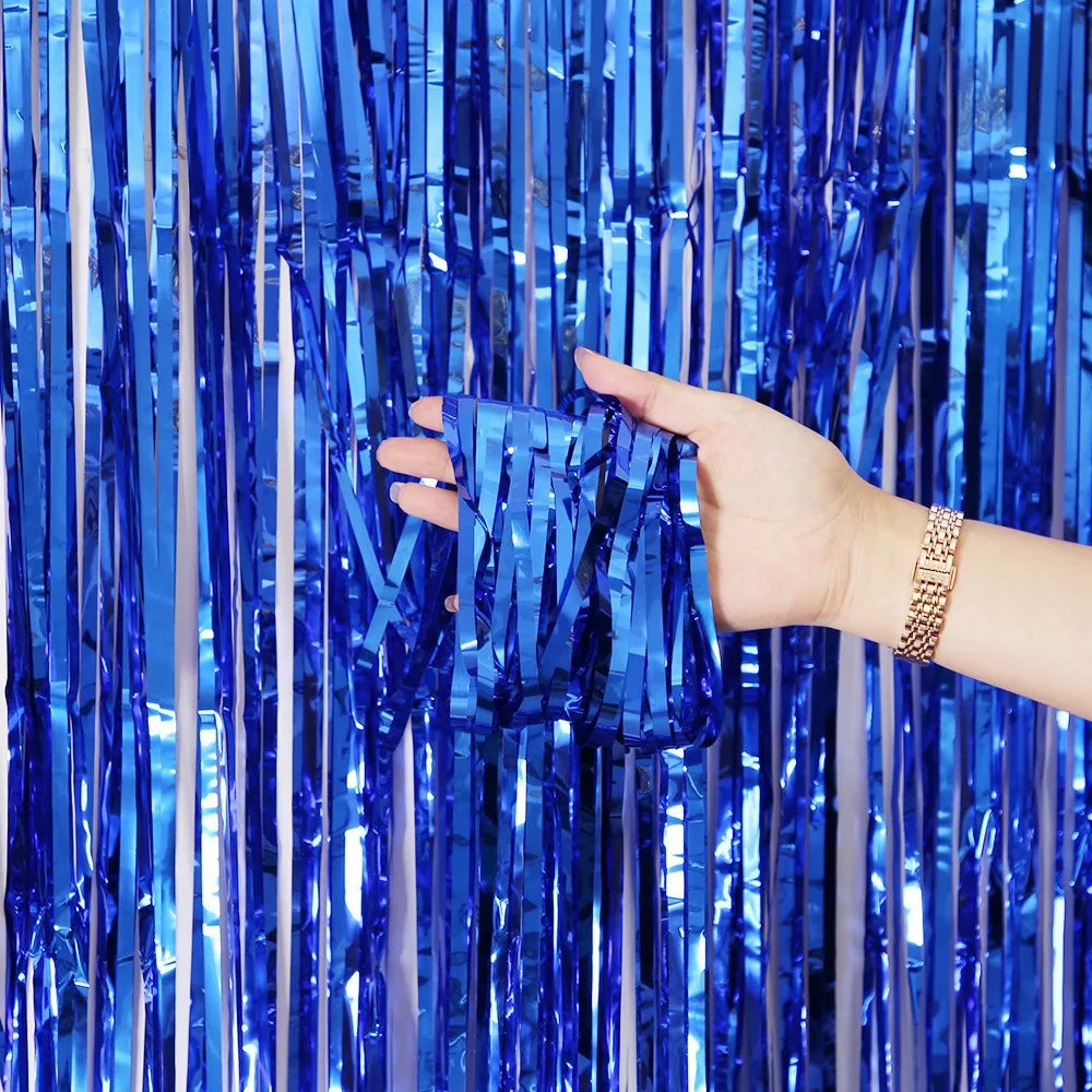 Metallic Foil Fringe Curtain – 1 x 2 m Tinsel Party Backdrop