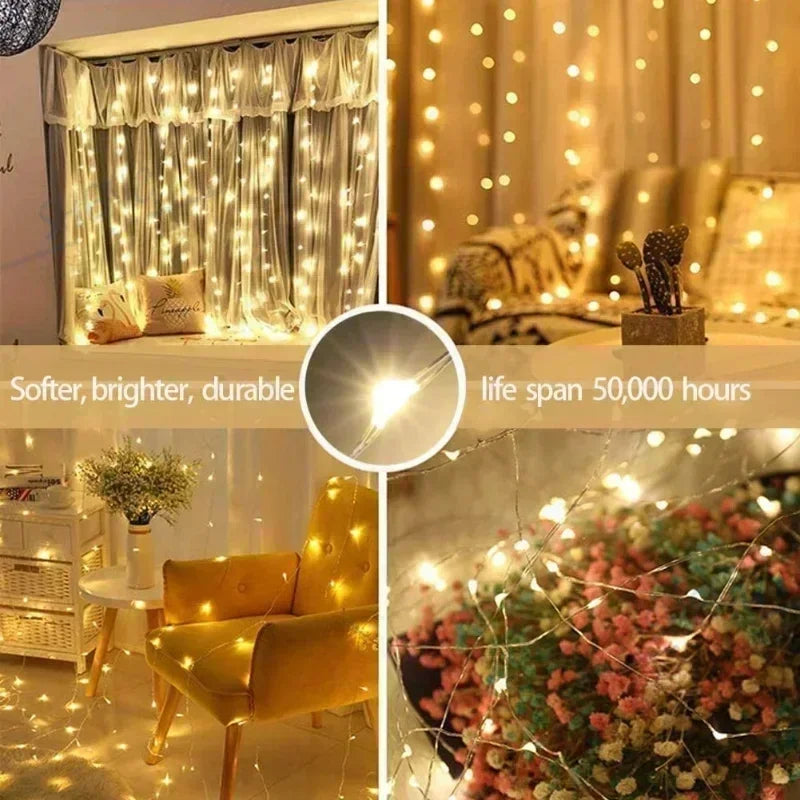 Curtain lights on a window