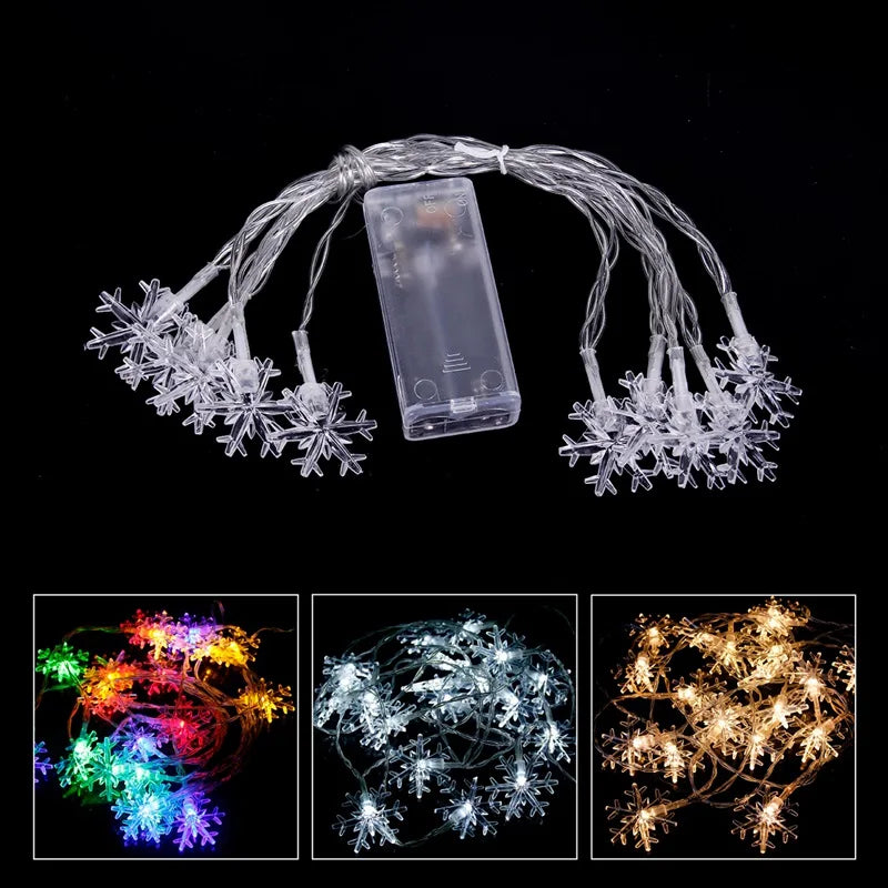Snowflake Fairy Lights – USB or Battery Christmas String Lights (1.5 m, 3 m or 6 m)