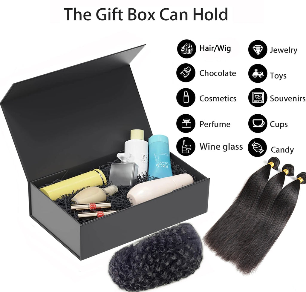 Magnetic Gift Box with Lid – Collapsible Rigid Present Box, 26.5 x 18 x 7.5 cm (1 or 4 Pack)