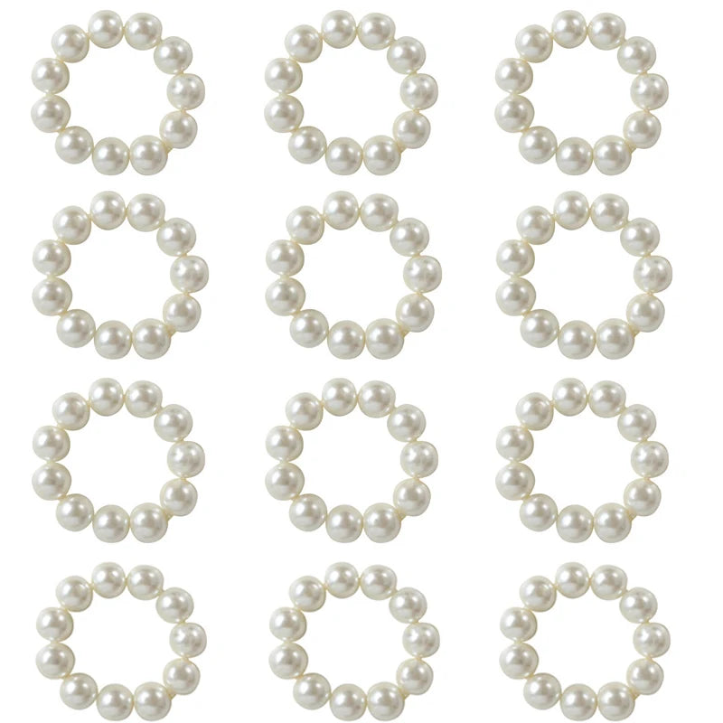 Pearl Napkin Rings – Set of 12 Elegant Napkin Holders for Christmas & Weddings