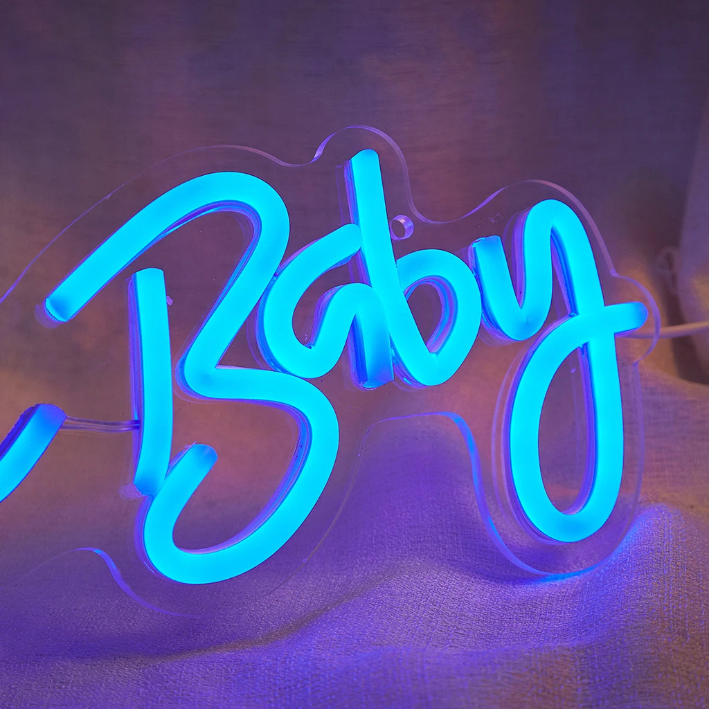 'Oh Baby' LED Neon Sign – Baby Shower & Gender Reveal Backdrop Light, USB Powered