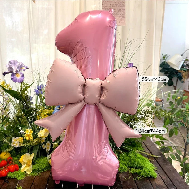 40 in Pink Bow Number Balloon – Giant Foil Birthday Number 0–9