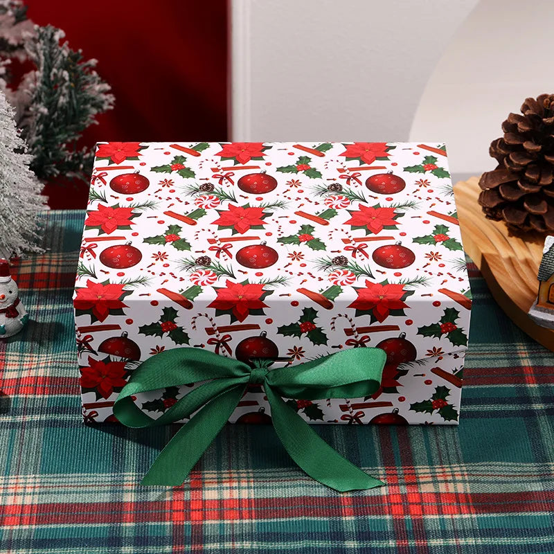 Luxury Christmas Gift Box with Magnetic Lid & Ribbon Bow – Large Festive Presentation Box