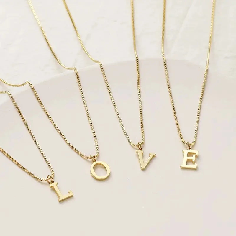 Gold-Tone Initial Necklace – A–Z Letter Pendant