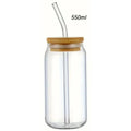 Can-Shaped Glass with Bamboo Lid & Straw – 350 ml or 550 ml Iced Coffee Glass