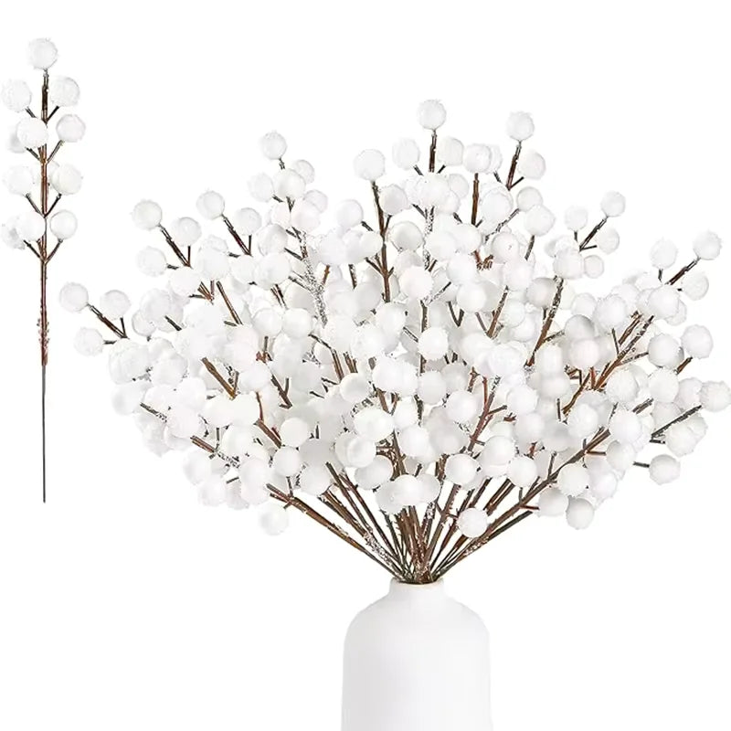 Artificial Pine & Holly Berry Picks – 10 Christmas Stems for Wreaths & Garlands