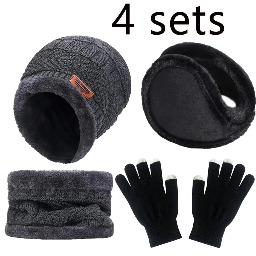 Men's Winter Hat, Scarf & Gloves Set – Velvet-Lined