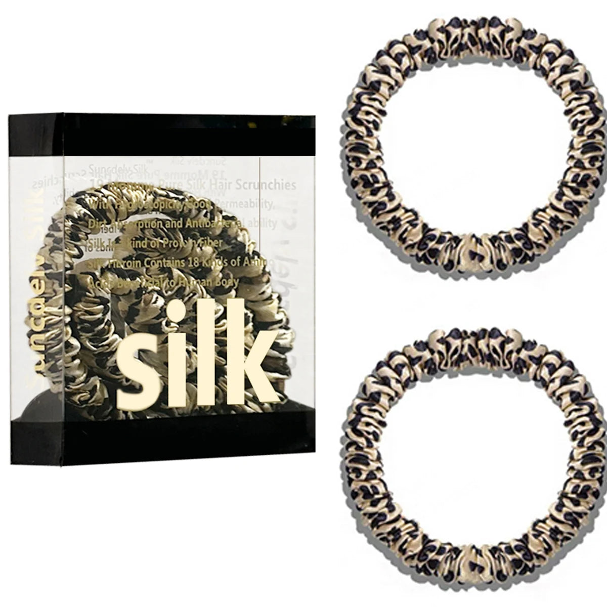 Mulberry Silk Scrunchie Gift Box – 2 Pack Real Silk Hair Ties
