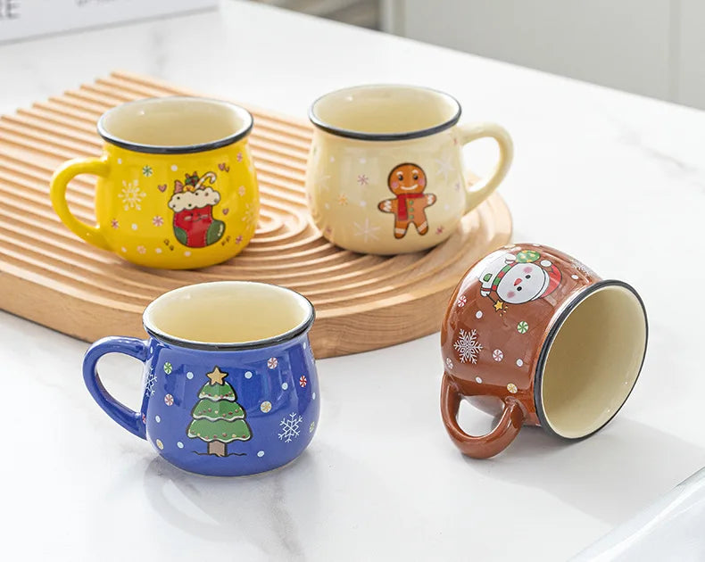 Mini Christmas Mug 150 ml – Cute Santa, Snowman & Reindeer Ceramic Cup