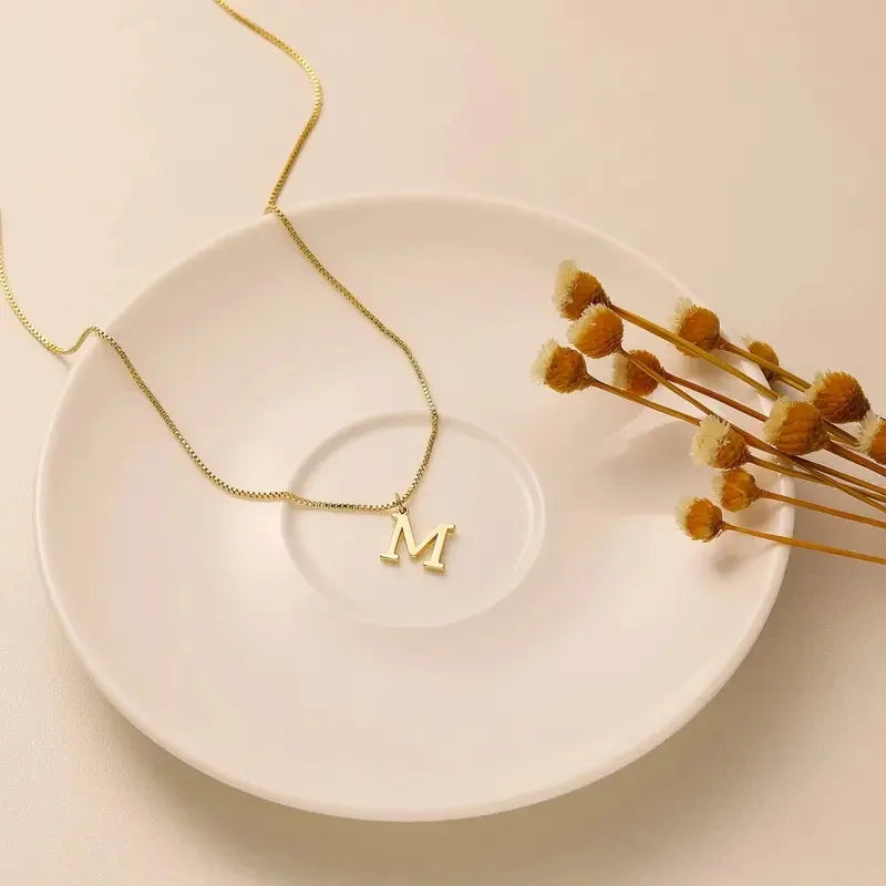 Gold-Tone Initial Necklace – A–Z Letter Pendant
