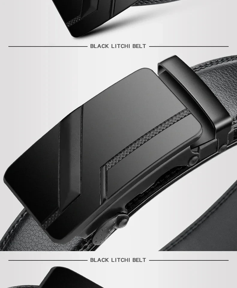 Men's Black Automatic Buckle Belt – 110, 120 or 130cm