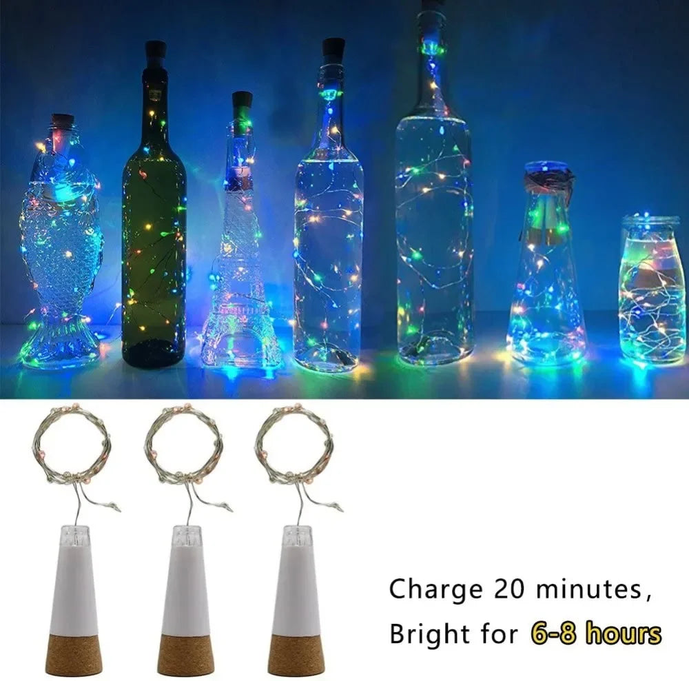 Rechargeable Cork Bottle Lights – 20 LED Wine Bottle Fairy Lights