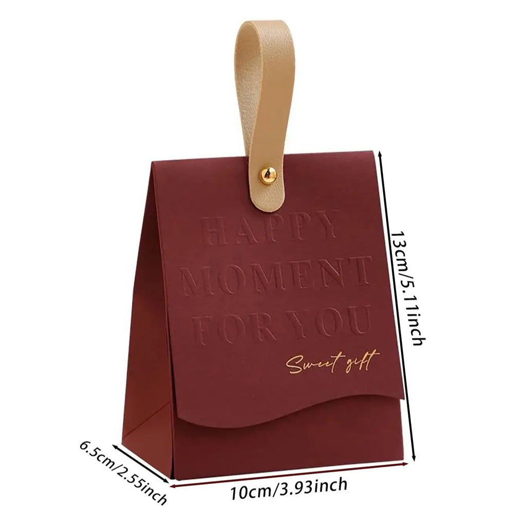 PU Leather Favour Boxes with Handle – 10 Pack Reusable Wedding & Party Gift Boxes