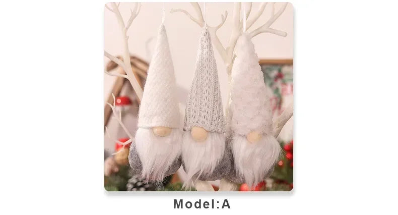 Christmas Gonk Plush Ornaments – Set of 3 Knitted Gnome Tree Decorations