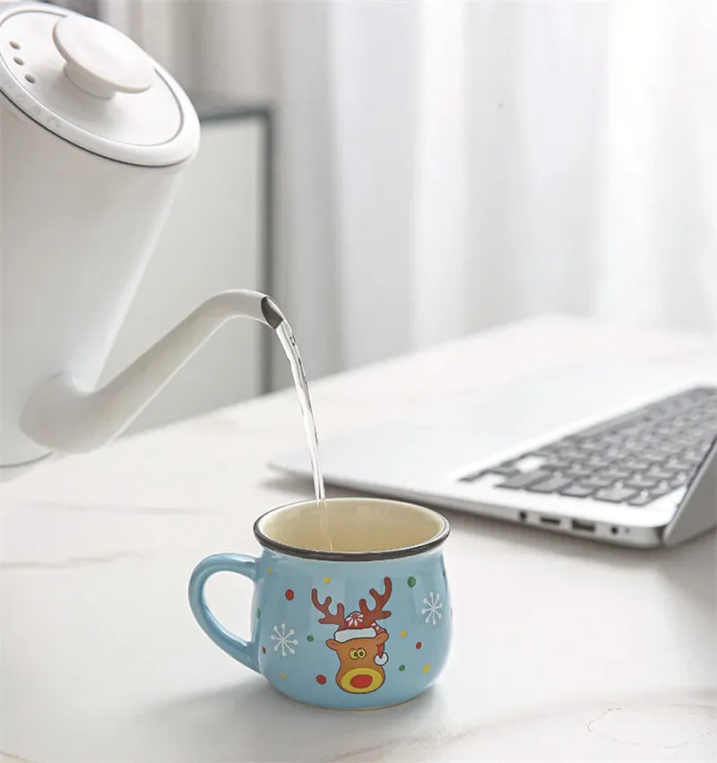 Mini Christmas Mug 150 ml – Cute Santa, Snowman & Reindeer Ceramic Cup