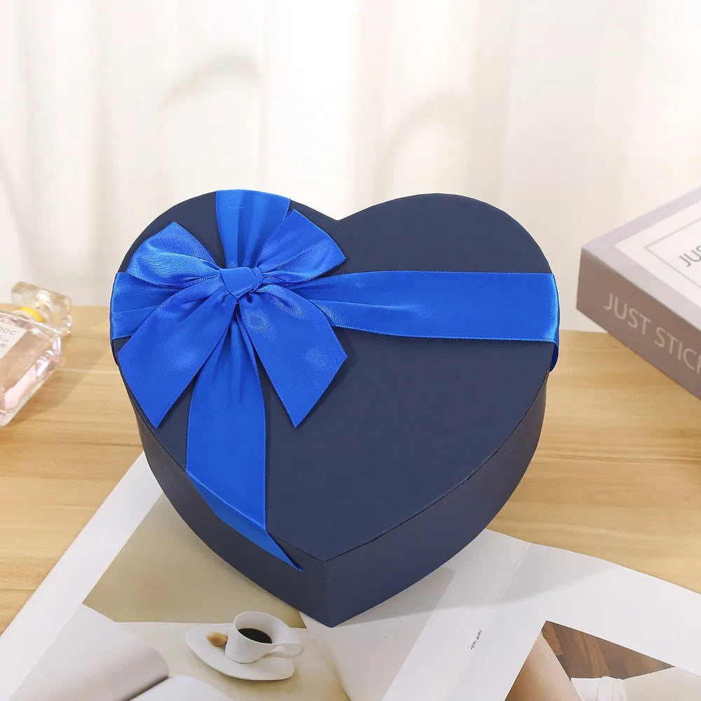 Heart-Shaped Gift Box with Bow & Lid – Red Valentine's & Anniversary Presentation Box