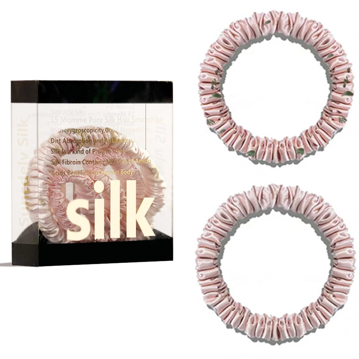 Mulberry Silk Scrunchie Gift Box – 2 Pack Real Silk Hair Ties
