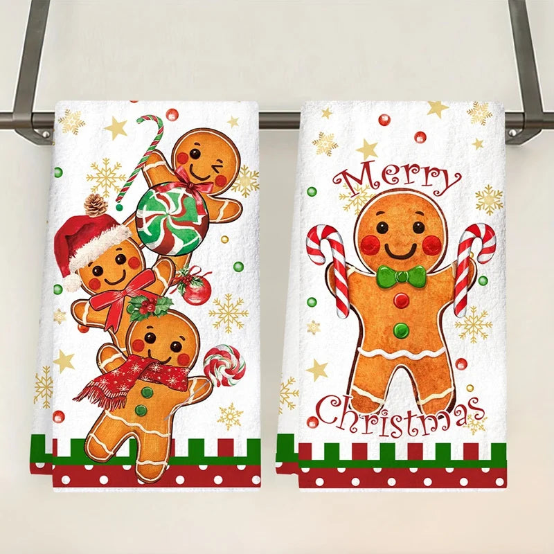 Christmas Tea Towels – Set of 2 Gingerbread Kitchen Towels