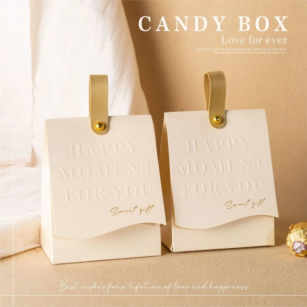 PU Leather Favour Boxes with Handle – 10 Pack Reusable Wedding & Party Gift Boxes