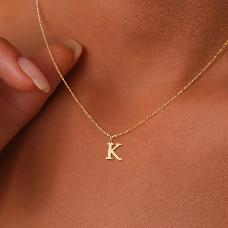 Gold-Tone Initial Necklace – A–Z Letter Pendant