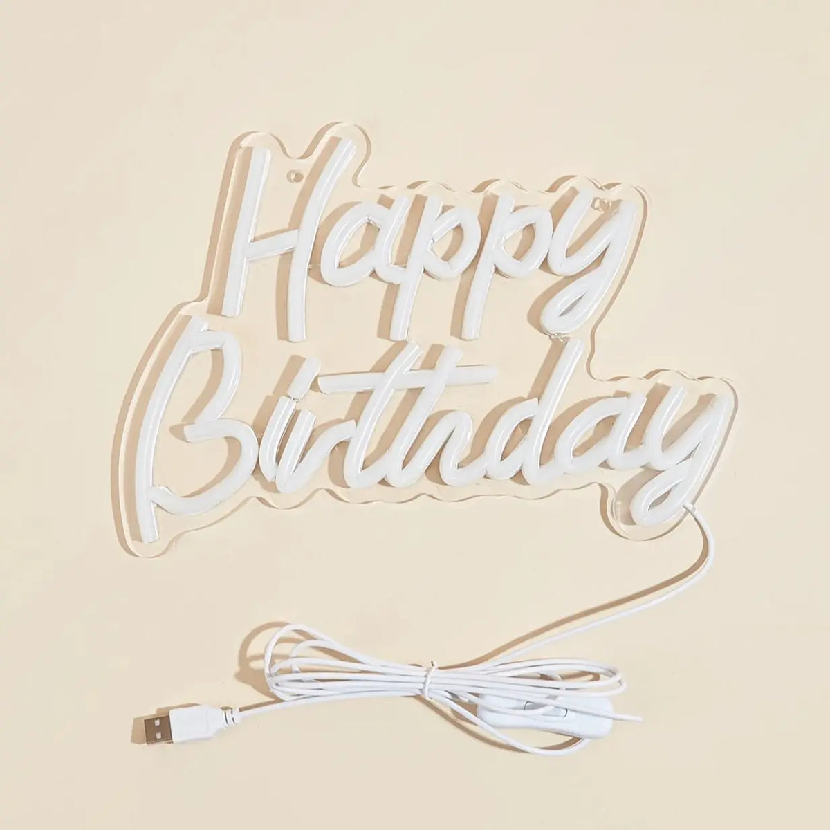 'Happy Birthday' LED Neon Sign – Reusable USB Light-Up Birthday Party Backdrop Sign