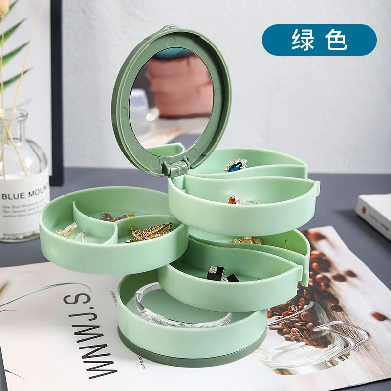 Rotating Jewellery Organiser with Mirror – Multi-Layer Jewellery Box