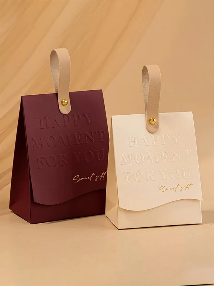 PU Leather Favour Boxes with Handle – 10 Pack Reusable Wedding & Party Gift Boxes