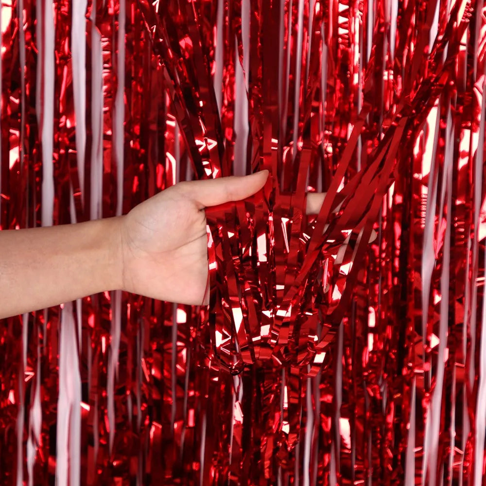 Metallic Foil Fringe Curtain – 1 x 2 m Tinsel Party Backdrop