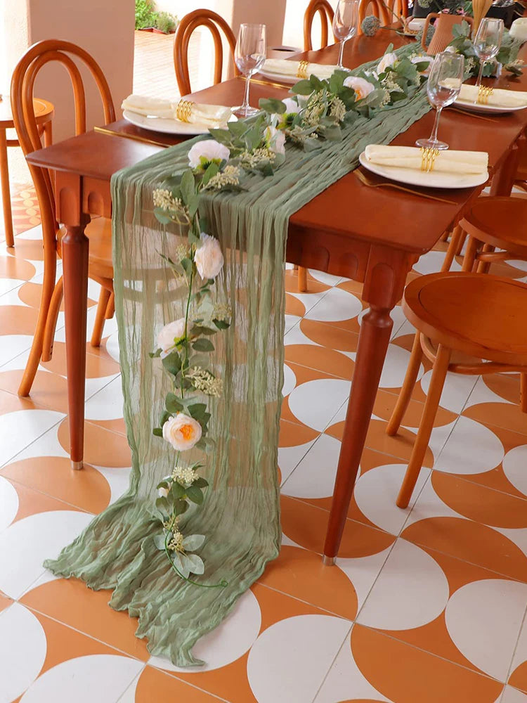 Cheesecloth Table Runner – Semi-Sheer Gauze Runner for Christmas & Weddings